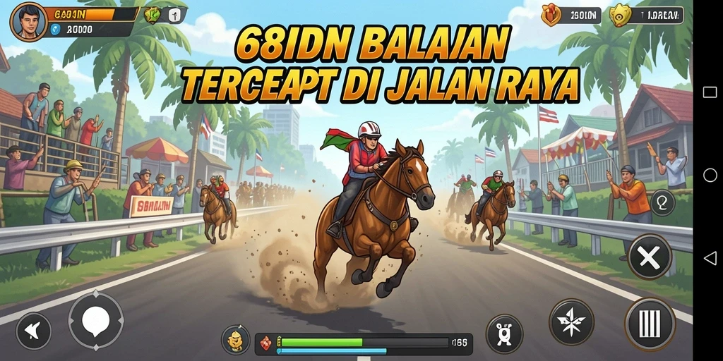Screenshot game 68IDN menunjukkan aksi balapan penuh kecepatan.