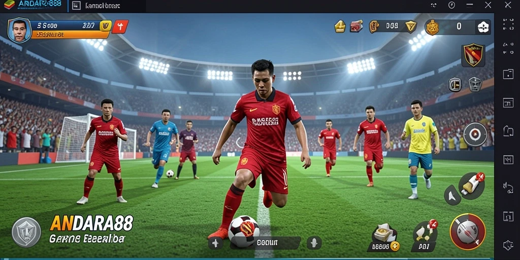 Tampilan gameplay seru dari ANDARA88 dengan aksi sepakbola yang mendebarkan.