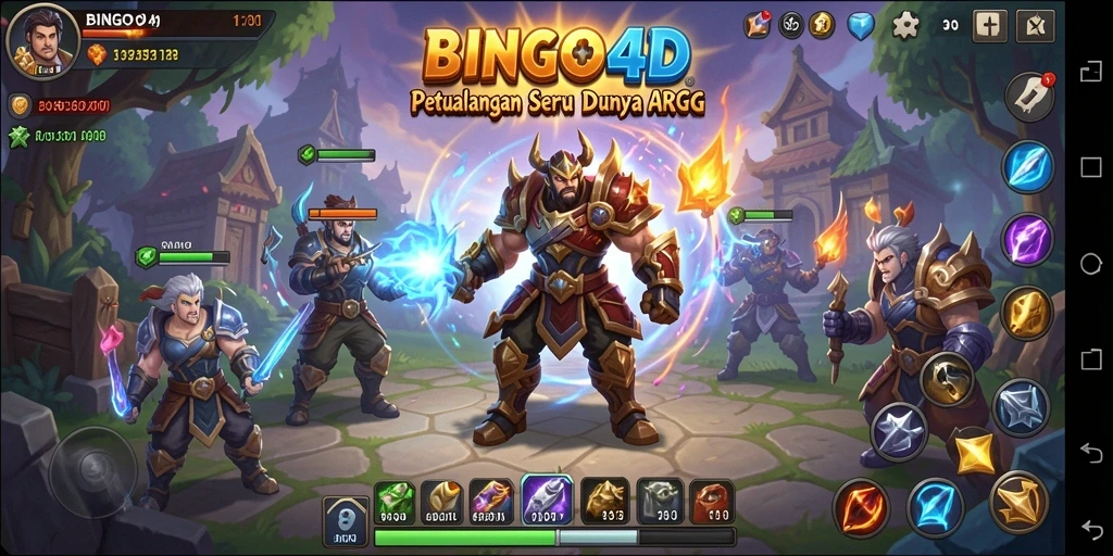 Screenshot BINGO4D menunjukkan aksi pertarungan yang intens dalam dunia ARPG.
