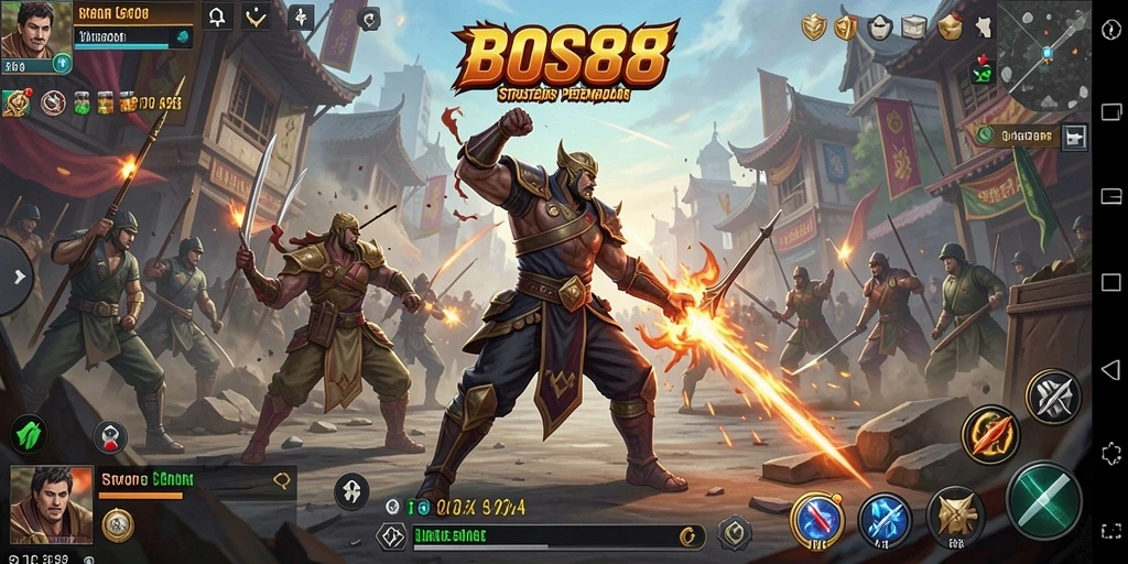 Tampilan gameplay <strong>BOS88</strong> yang intens dengan strategi pertempuran yang mendebarkan.