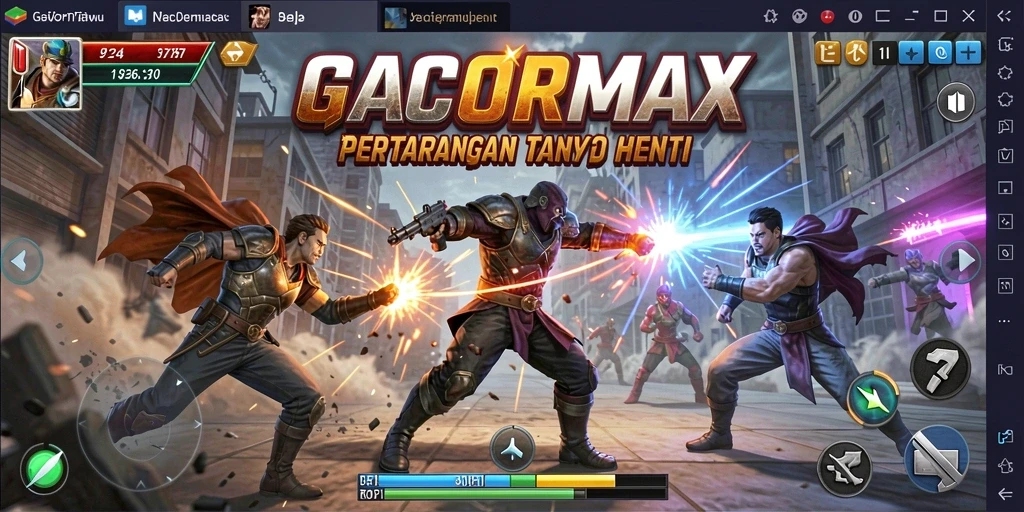 Tampilan seru gameplay GACORMAX dengan pertarungan aksi yang memukau.