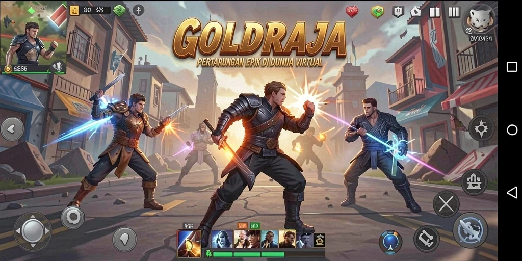 GOLDRAJA menampilkan duel epik antara karakter dalam pertarungan penuh aksi.