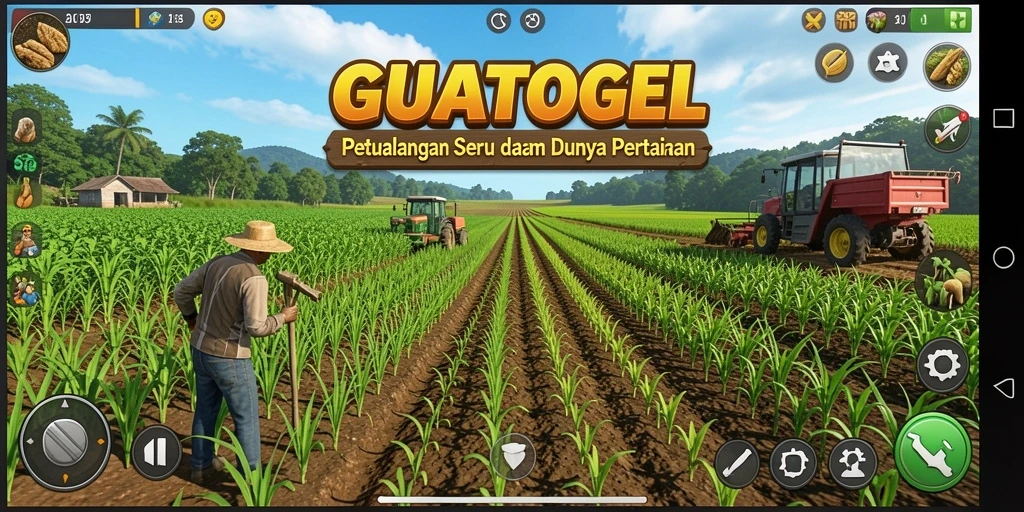 Tampilan seru dari gameplay <strong>GUATOGEL</strong> dengan aktivitas bertani.