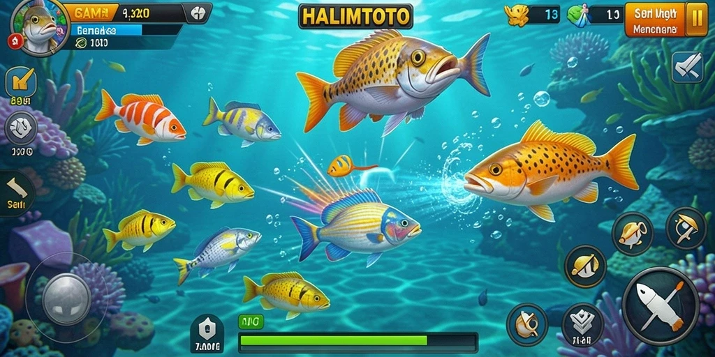 Tampilan aksi menembak ikan yang seru di HALIMTOTO.