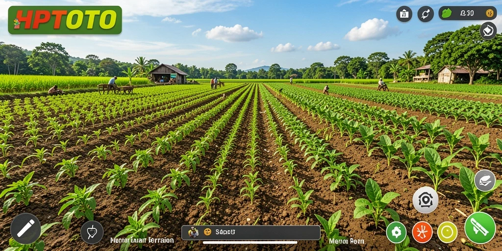 Screenshot HPTOTO menampilkan gameplay menarik saat berkebun.