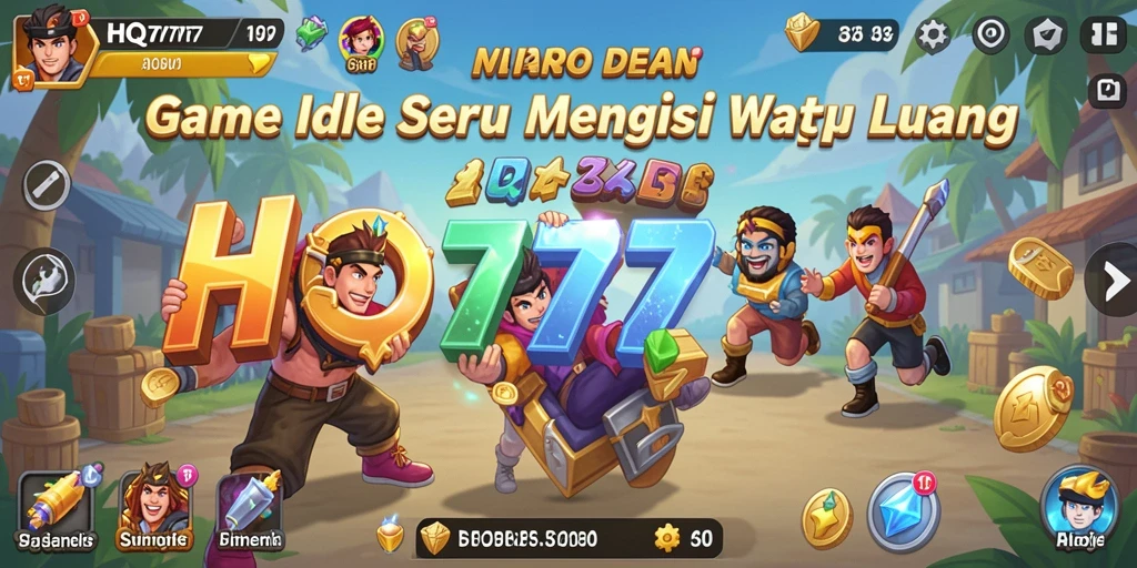 Tampilan gameplay HQ777 menunjukkan dunia Idle yang menghibur.