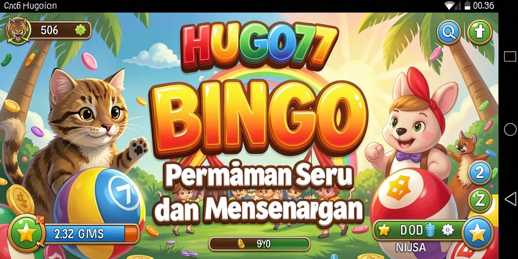 Tampilan gameplay seru HUGO77 dengan berbagai pilihan Bingo.