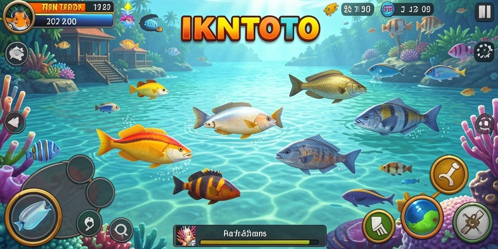 Tampilan gameplay seru dalam IKNTOTO saat menembak ikan.