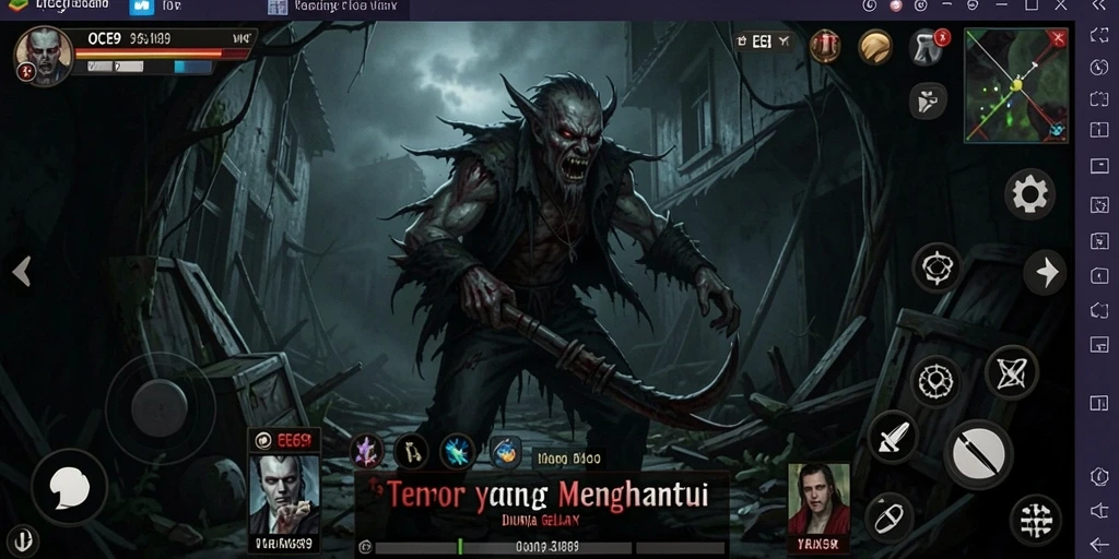 Tampilkan gameplay mencekam dari OCE69 dengan kehadiran hantu di kegelapan.