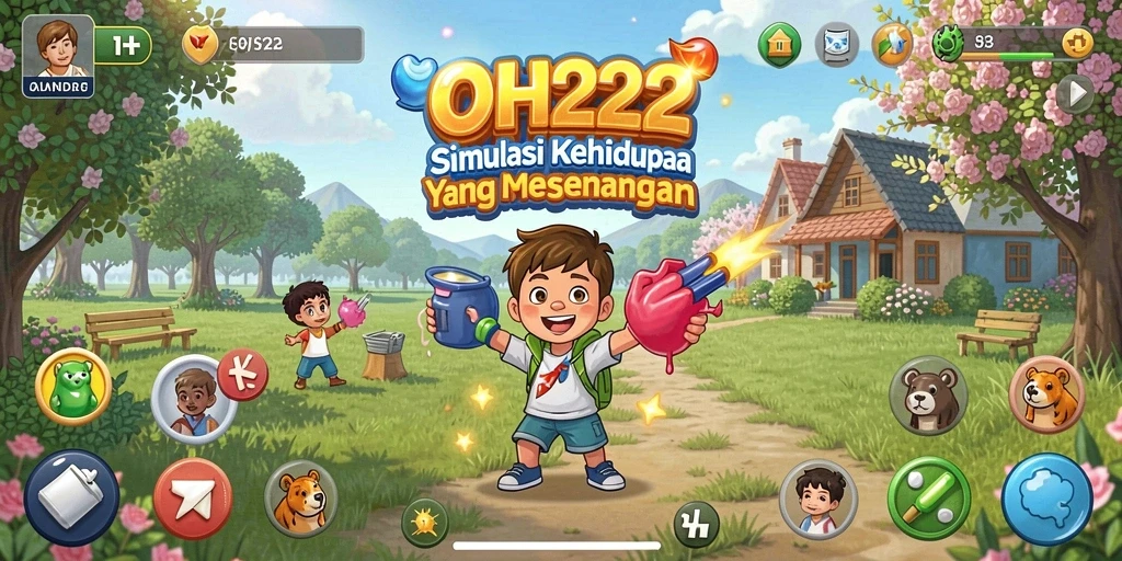 Screenshot gameplay OH222 yang menunjukkan interaksi dalam simulasi.