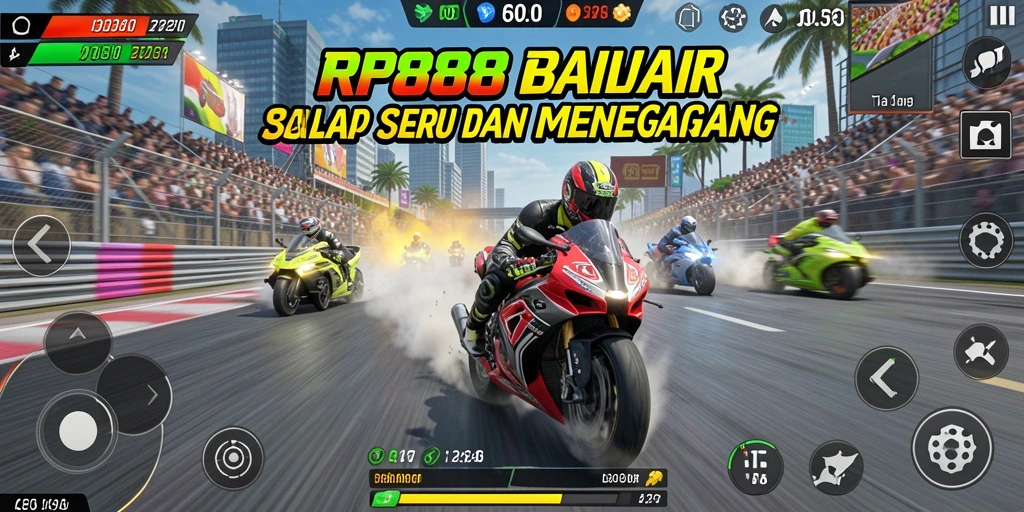 Tampilan gameplay seru balap motor di RP888.