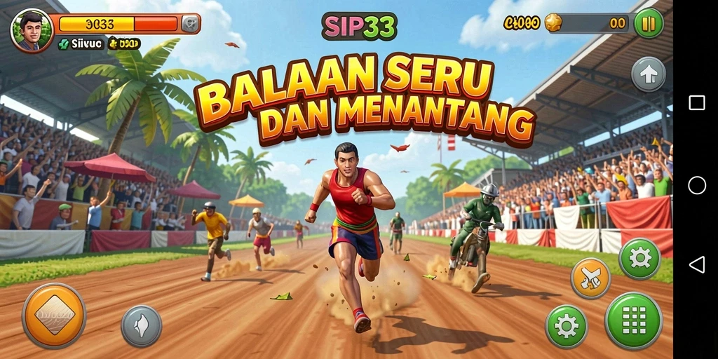 Screenshot gameplay SIP33 menunjukkan aksi balapan yang menegangkan dengan grafik yang memukau.